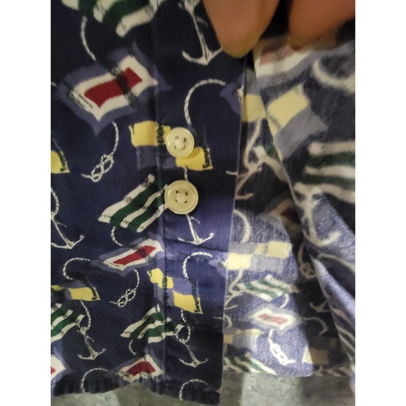 Club Room Blue Nautical Them Short Sleeve Shirt Size‎ L 100% Cotton - Picture 2 of 9